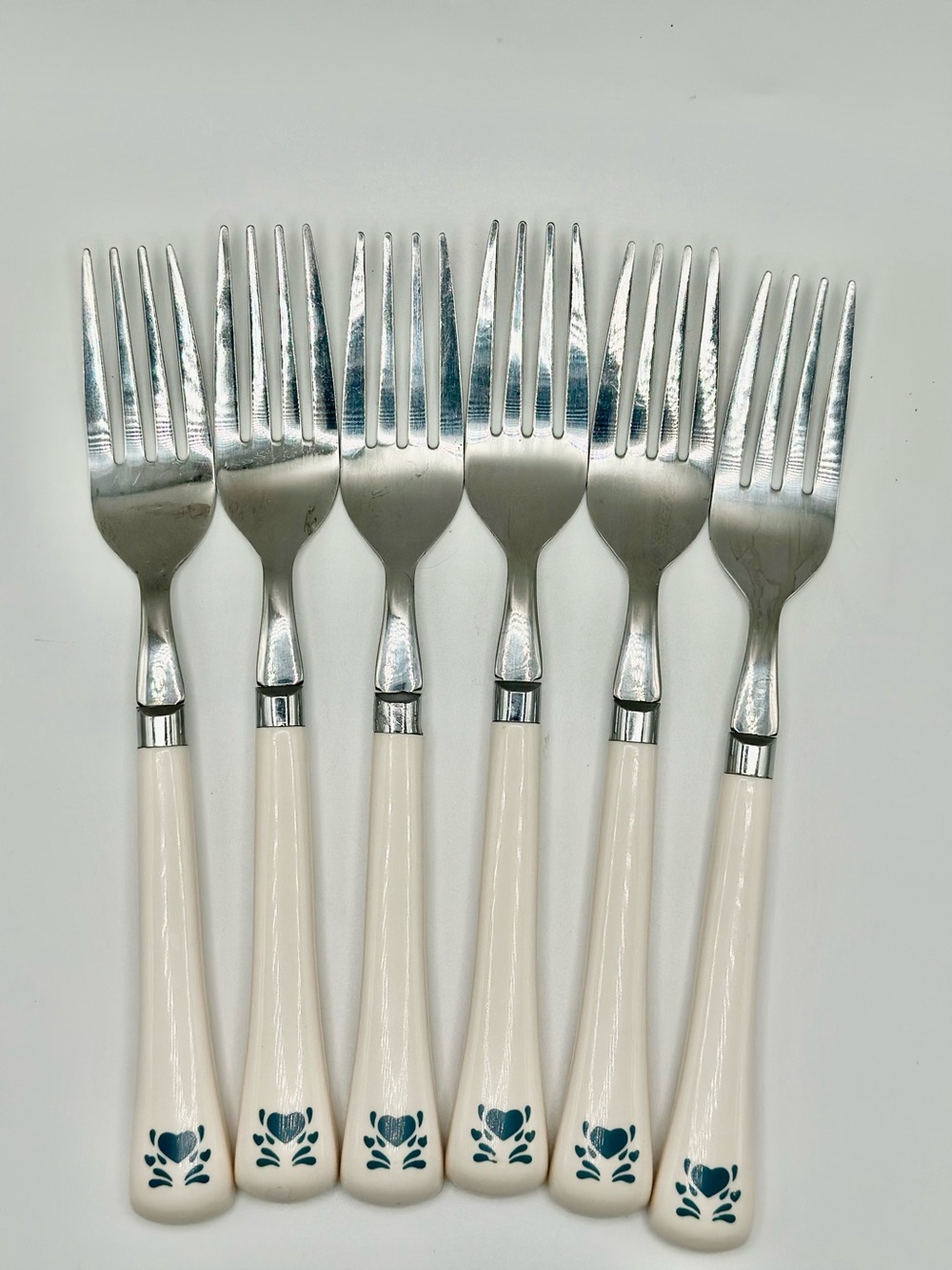 Corelle Coordinates BLUE HEARTS Dinner Fork X6 Silverware Flatware Cottage Core